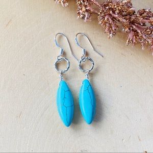 TURQUOISE Gemstone Silver Earrings boho Earrings